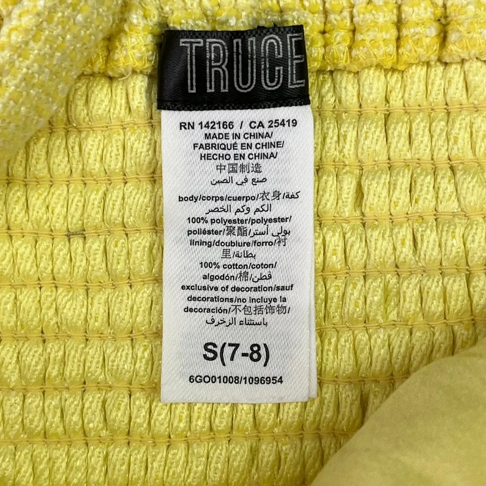 Truce Kids Yellow Textured Tweed 2-Piece Set Cropped Cami and Flare Pants Size S